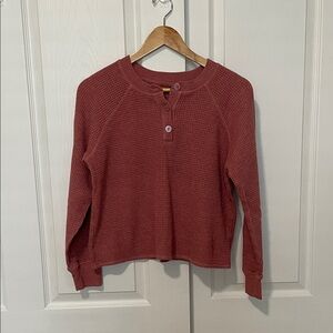 Old Navy Dusty Rose Waffle Knit Long Sleeve Top